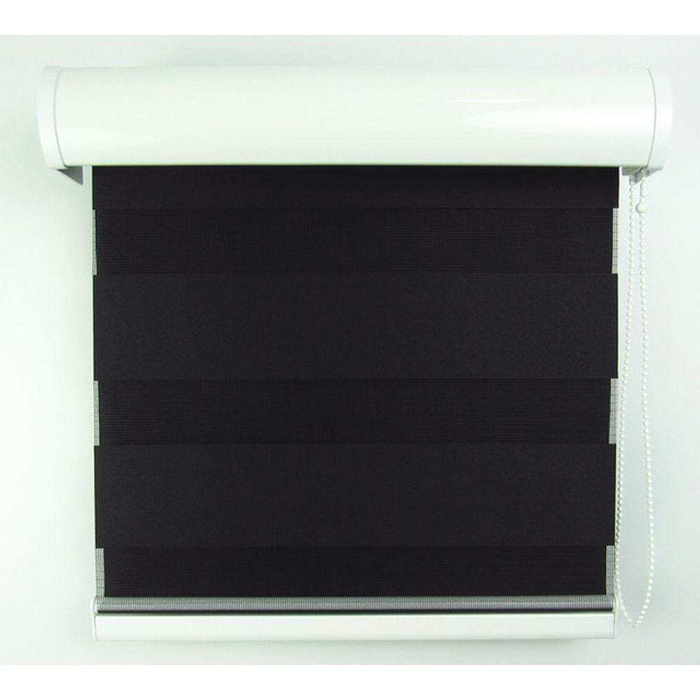 Cortina Rolô Double Vision Com Perfil Frontal Crisdan 2,10 Largura X 2,20 Altura Preto