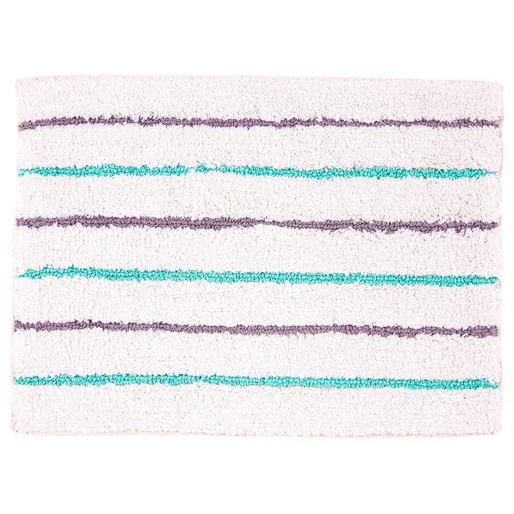 Tapete de Banheiro Algodão Retangular Vizapi Holi 45x65cm Verde Acqua Multicolorido