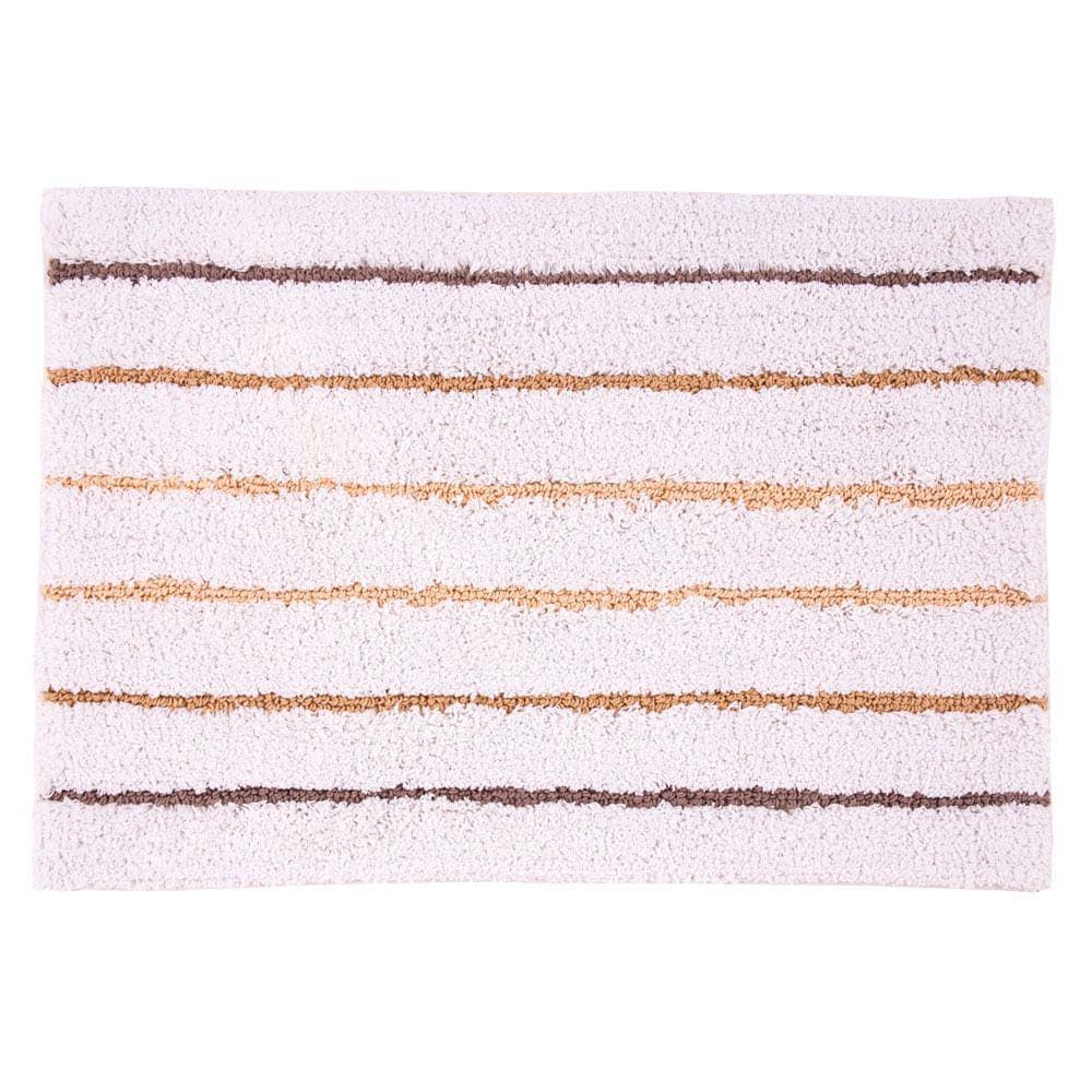 Tapete de Banheiro Algodão Retangular Vizapi Holi 45x65cm Bege Multicolorido