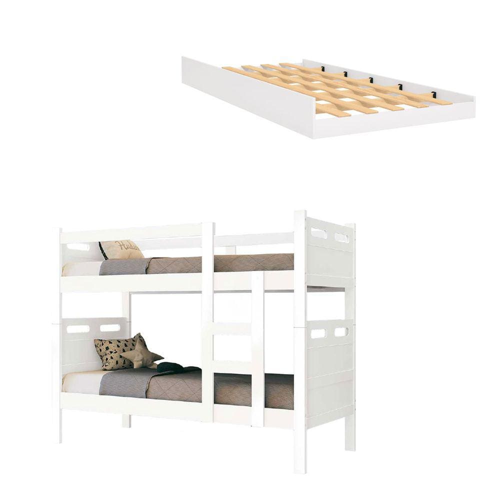 Beliche Solteiro Jaspe Reforçada com Cama Auxiliar Branco