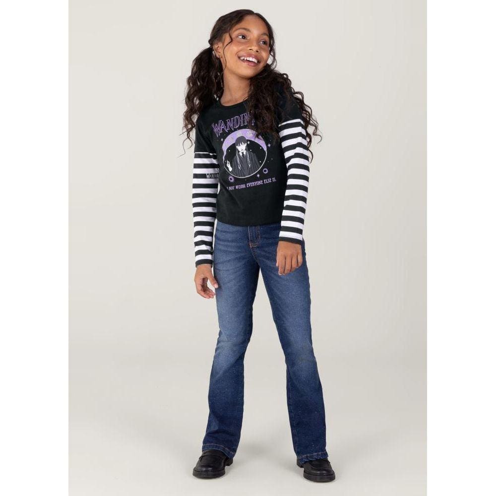 Blusa Wandinha Em Malha Infantil Menina Brandili