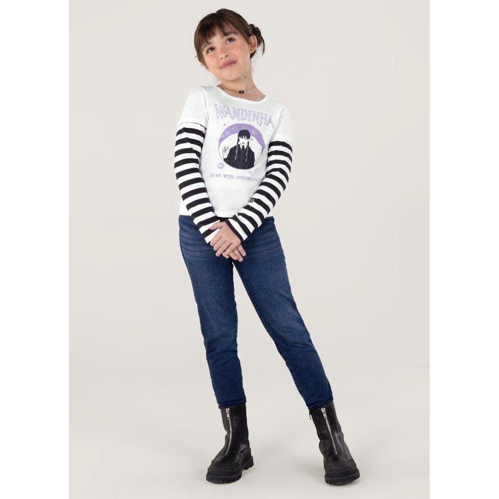 Blusa Wandinha Em Malha Infantil Menina Brandili