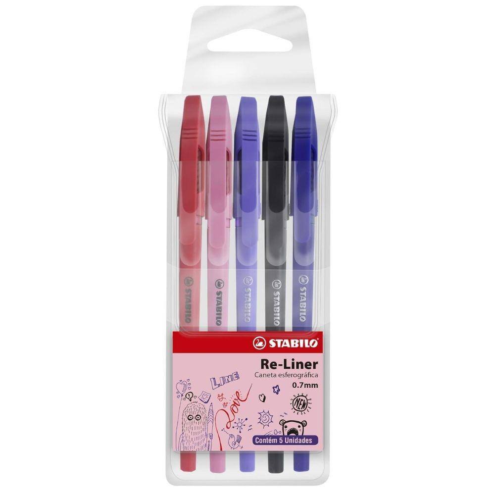 Caneta Esferográfica 0.7mm Re-Liner Blister c/ 5 Cores Stabilo?