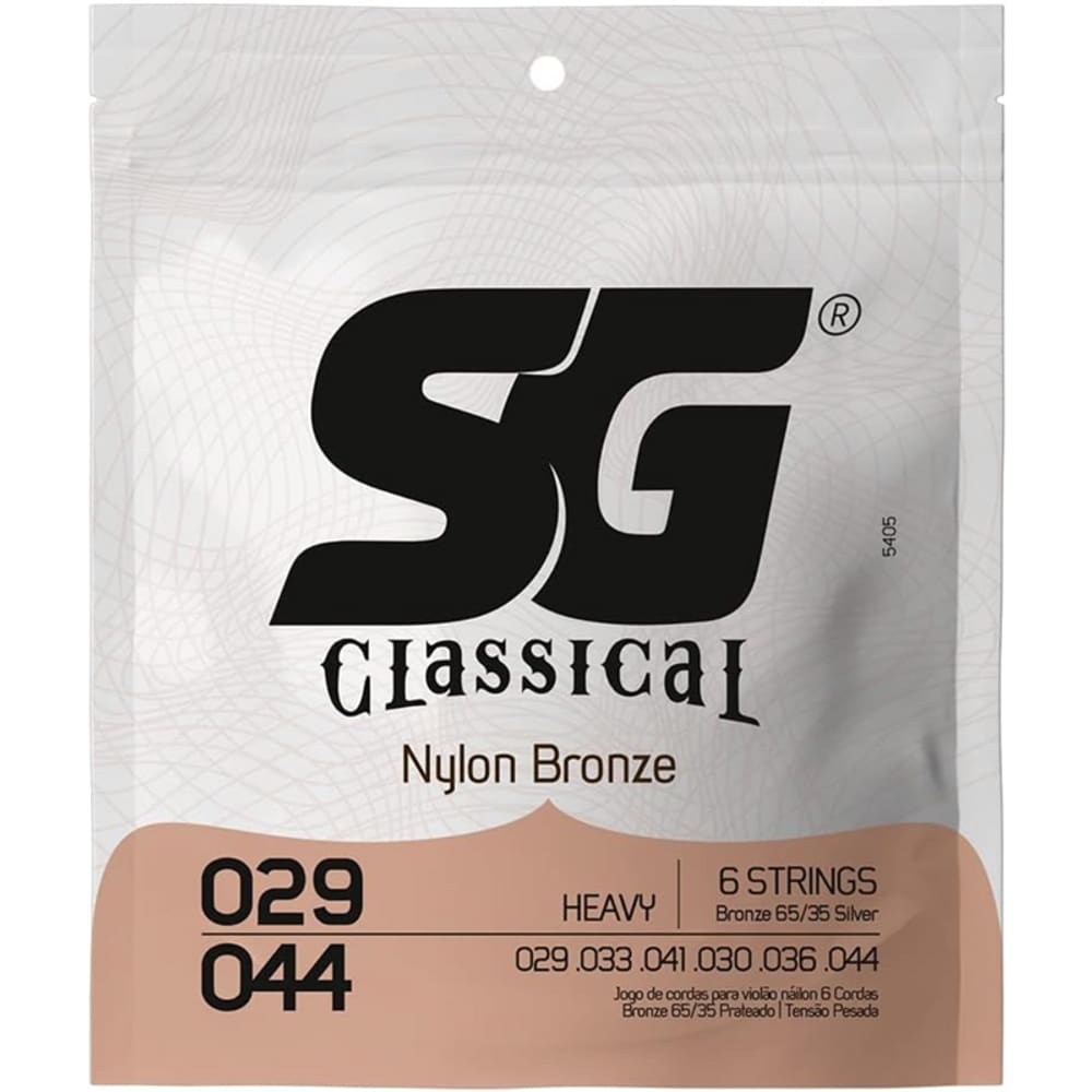Encordoamento Sg Violao Nylon Bronze 65 35 Prata Tensao Media C/Bolinha 0.028 - 0.043