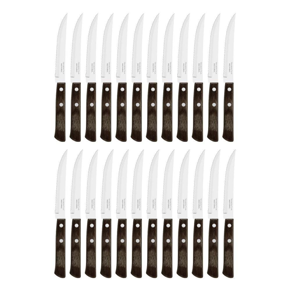 Kit 24 Facas de Churrasco Tramontina Polywood Inox Cabo Castanho