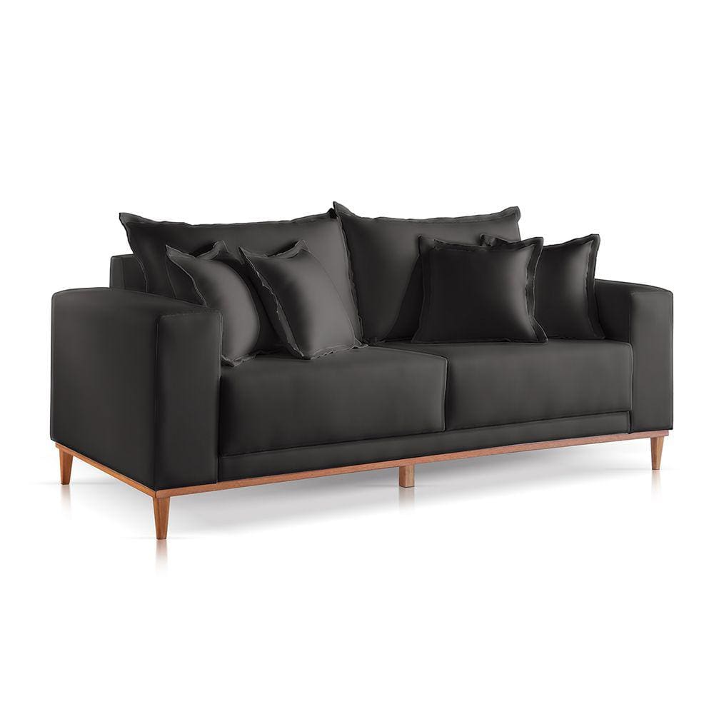 Sofá 2 Lugares Fixo Living Mirage Veludo Preto 2m