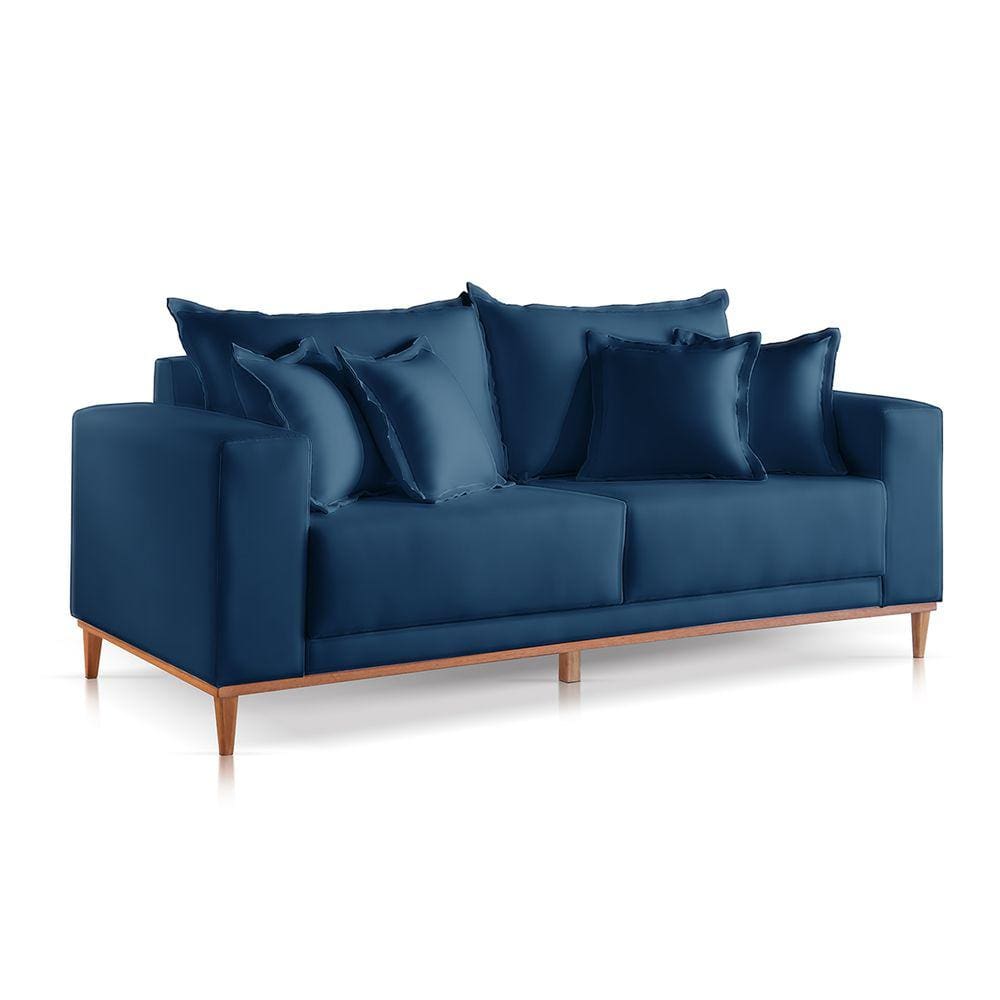 Sofá 2 Lugares Fixo Living Mirage Veludo Azul 2m
