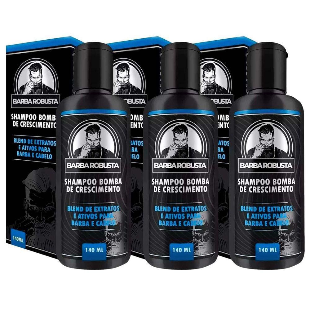 Kit 3X Shampoo Barba Limpeza Fortalecimento Barba Robusta