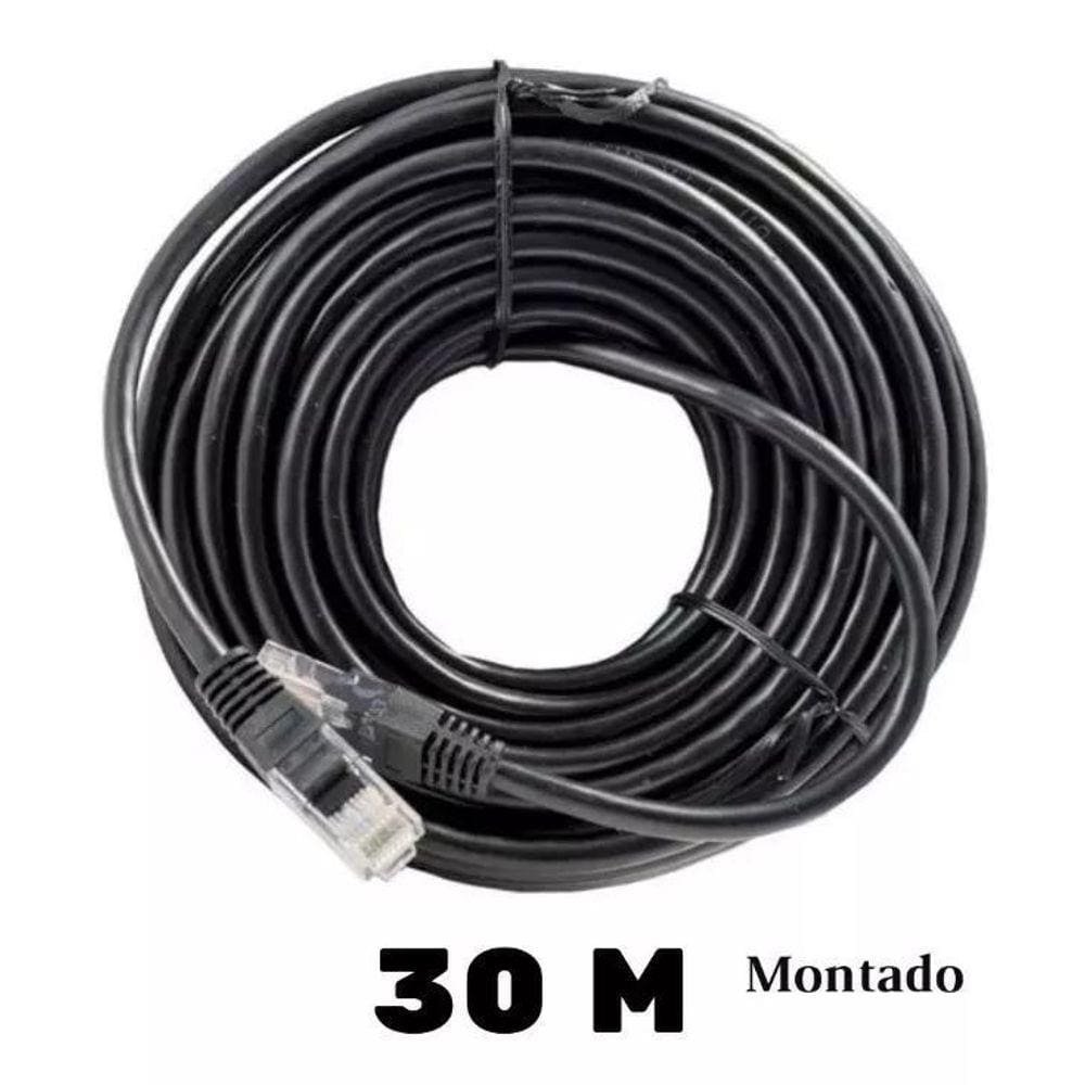 Cabo De Rede Com 30 Metros Lan Montado Preto Rj45 - Estoque