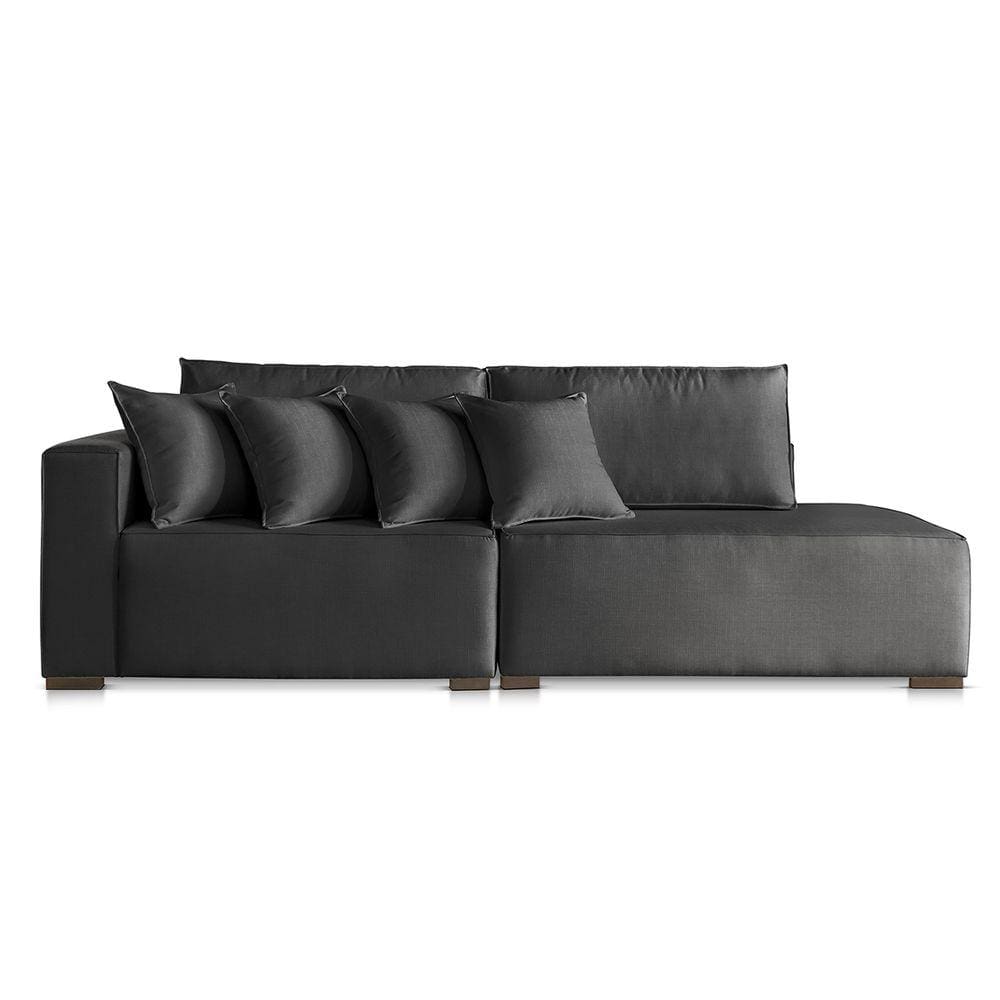 Sofá 2 3 4 Lugares Modulado Almofada Solta Molas Istambul BD Linho Preto 2,1m