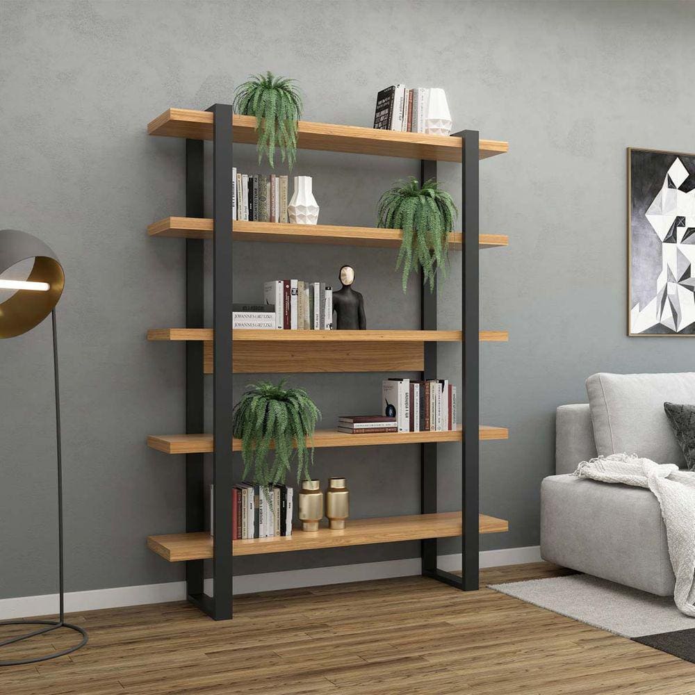Estante de Escritório com 5 Prateleiras 135 Cm Office 100% MDF Freijó Preto Pradel