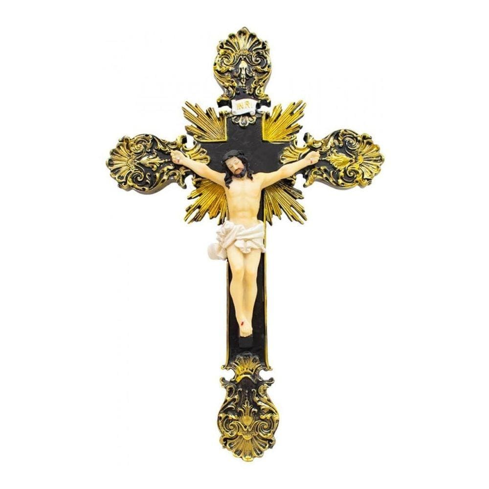 Crucifixo De Parede  Jesus Cruz 39cm - Enfeite Resina