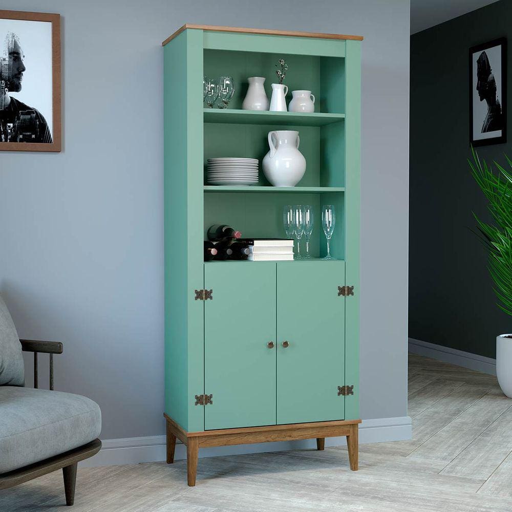 Estante para Sala 2 Portas Colonial 75 Cm Freijó Oliva Móvel Bento