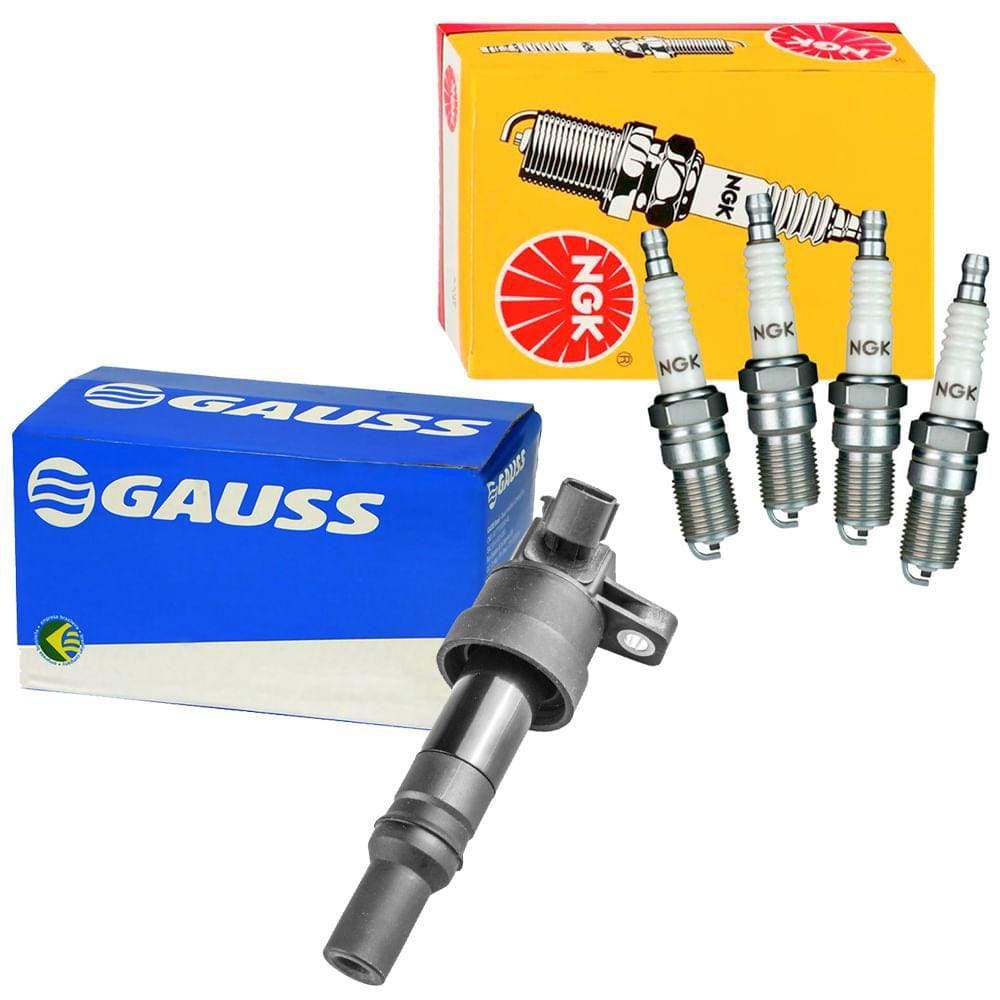 Kit Bobina Gauss + Vela NGK HB20 1.0 12V 2012 a 2015 Flex