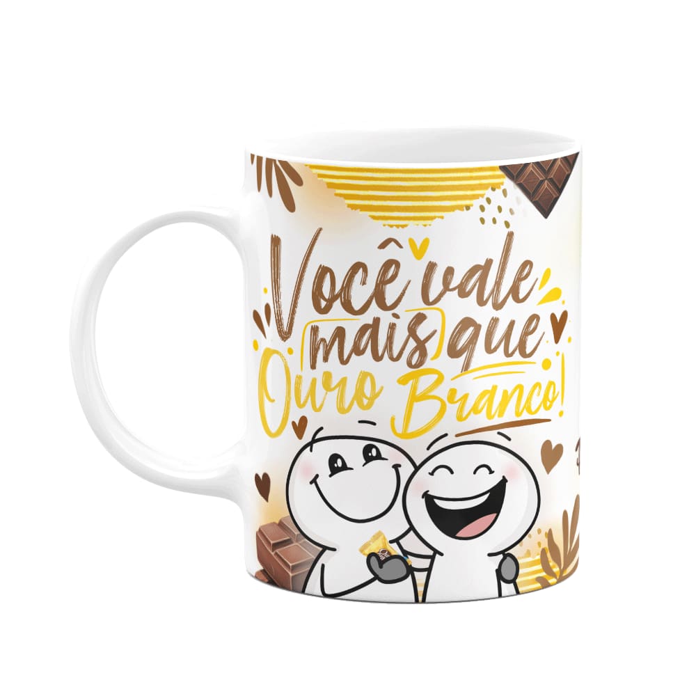 Caneca Páscoa Divertida - Você vale mais que ouro branco!