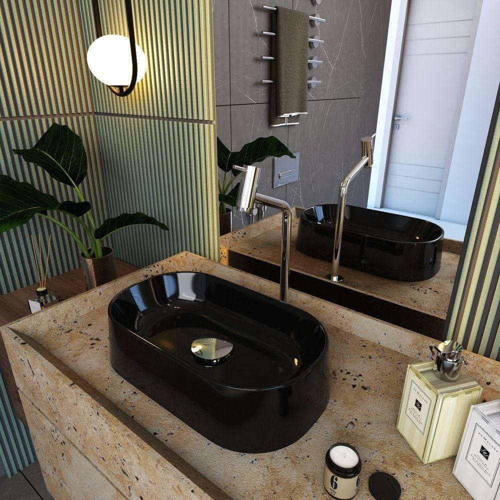 Kit Cuba Ov42 Laila com Torneira Link 1062 e Válvula Click com Sifão e Flexível Preto