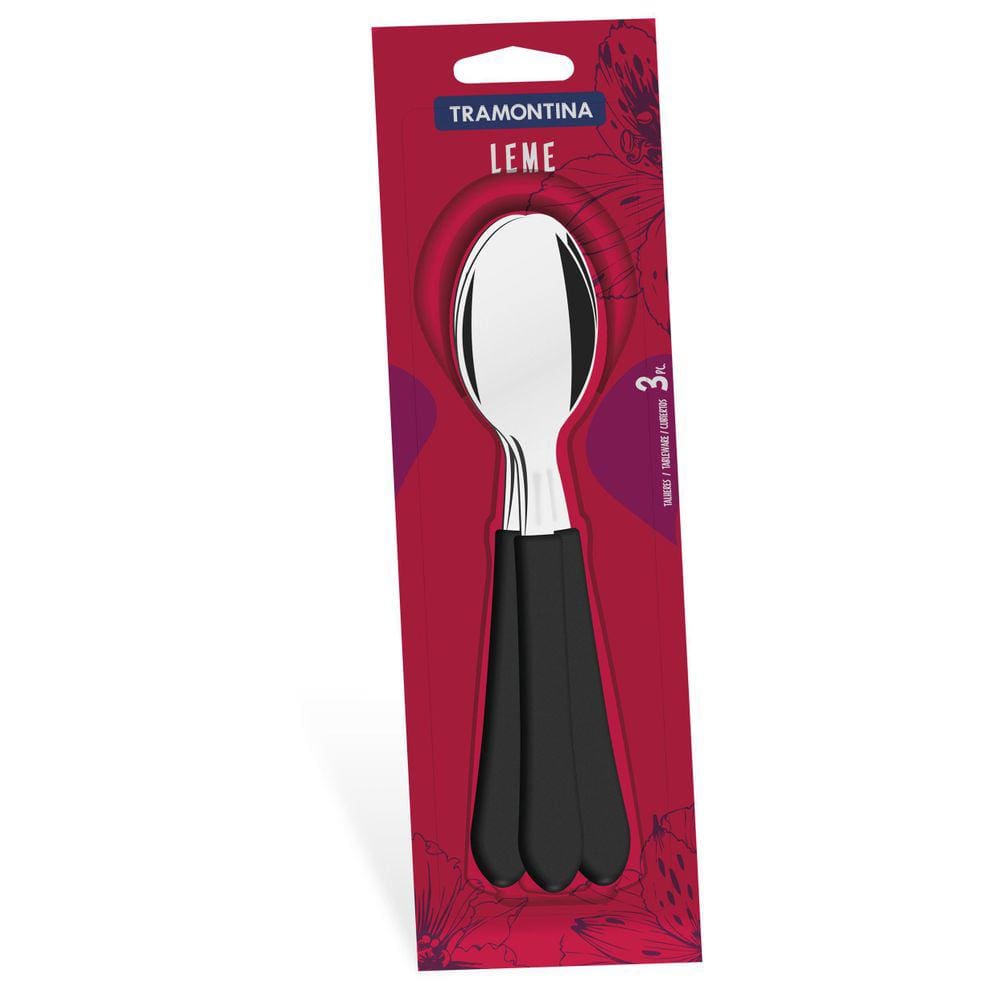 Conjunto Colheres 3 Peças Preto Leme Tramontina 23183300