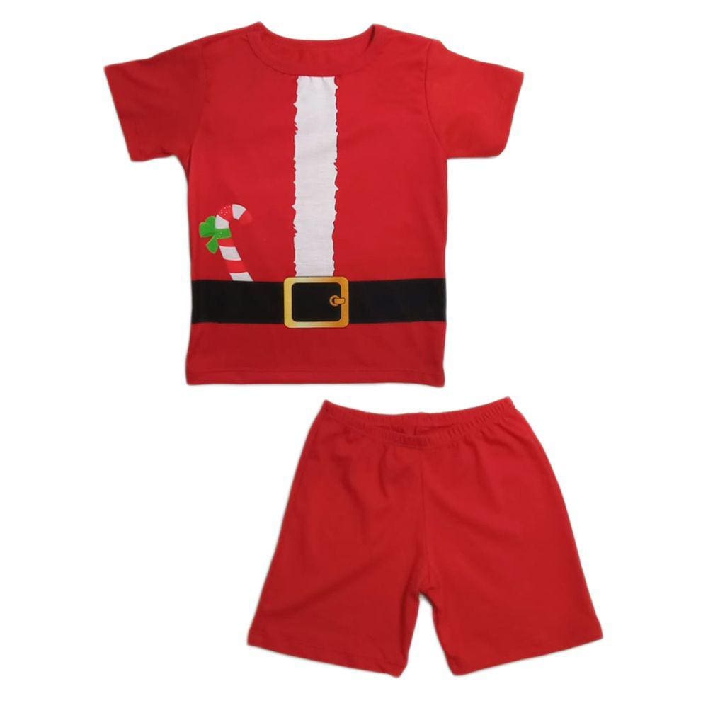 Conjunto Infantil Temático Fantasia Natal Camiseta e Short