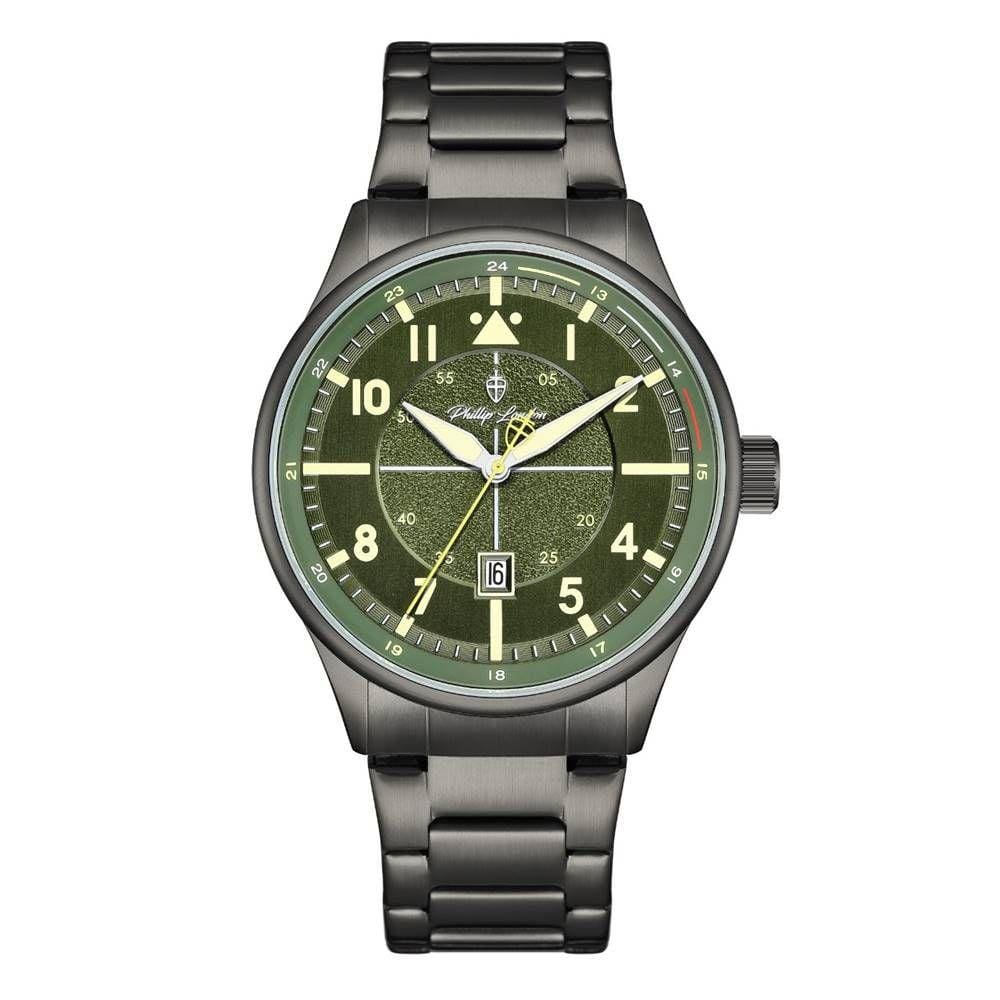 Relógio Phillip London Masculino Ref: Pl80384213m Vd N Militar Grafite