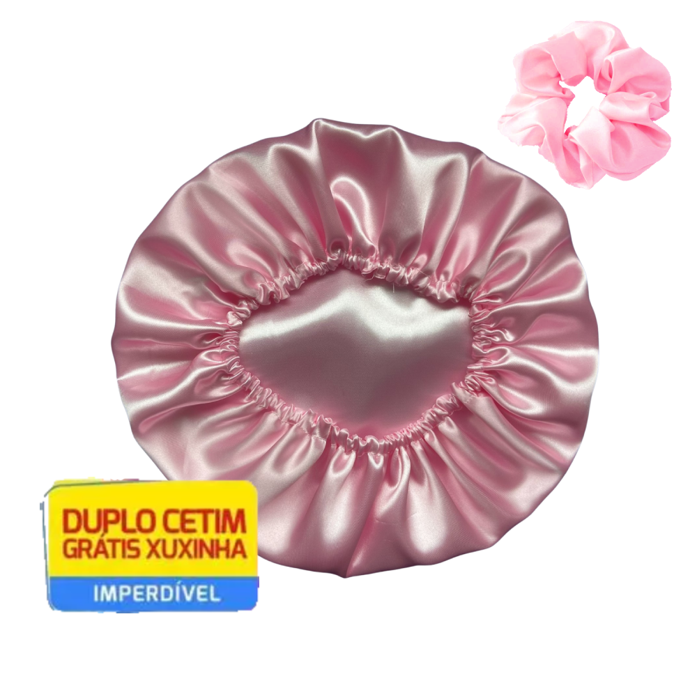 Kit 04 Toucas de Cetim Antifrizz Dupla Face Ajustável + Xuxinha