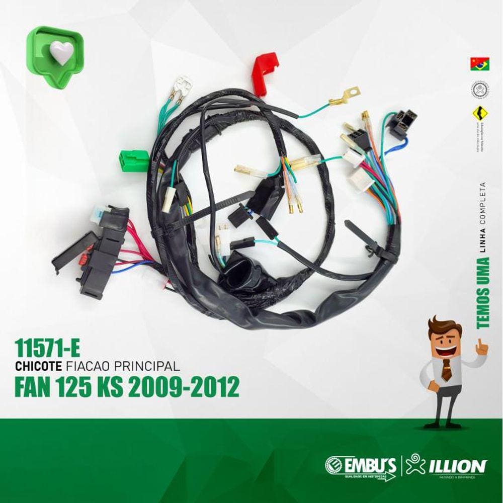 Chicote Completo Importado Fan125 Ks 2009-2013