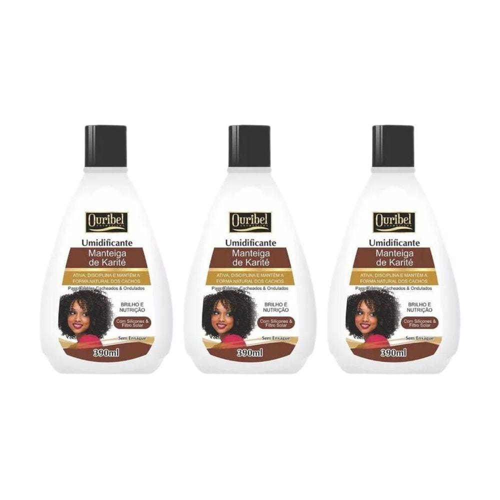 Creme Umidificante Ouribel Karite 390Ml - Kit Com 3Un
