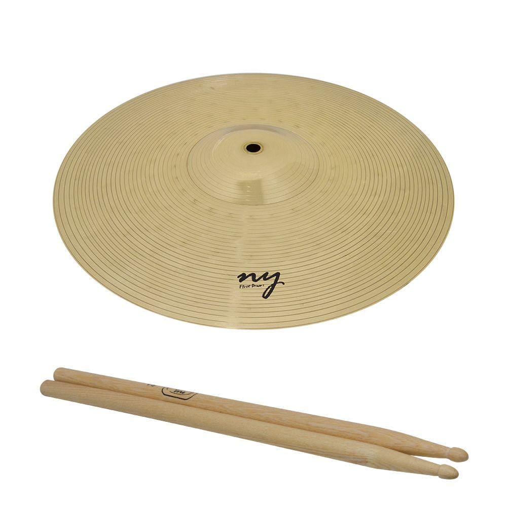 Prato Chimbal para Bateria 14” Liga de Latão + Baqueta 5A Hickory New York