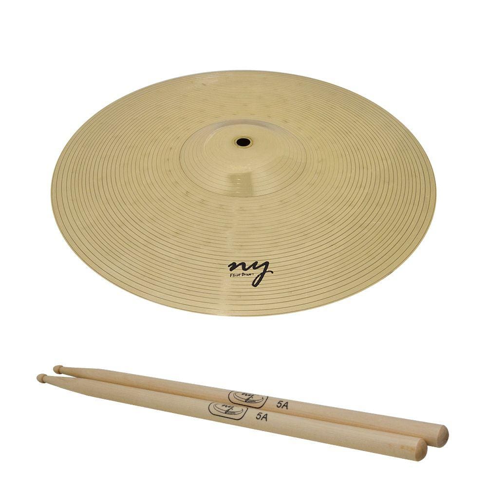 Prato de Ataque para Bateria 18\" Liga de Latão + Baqueta 5A Maple New York