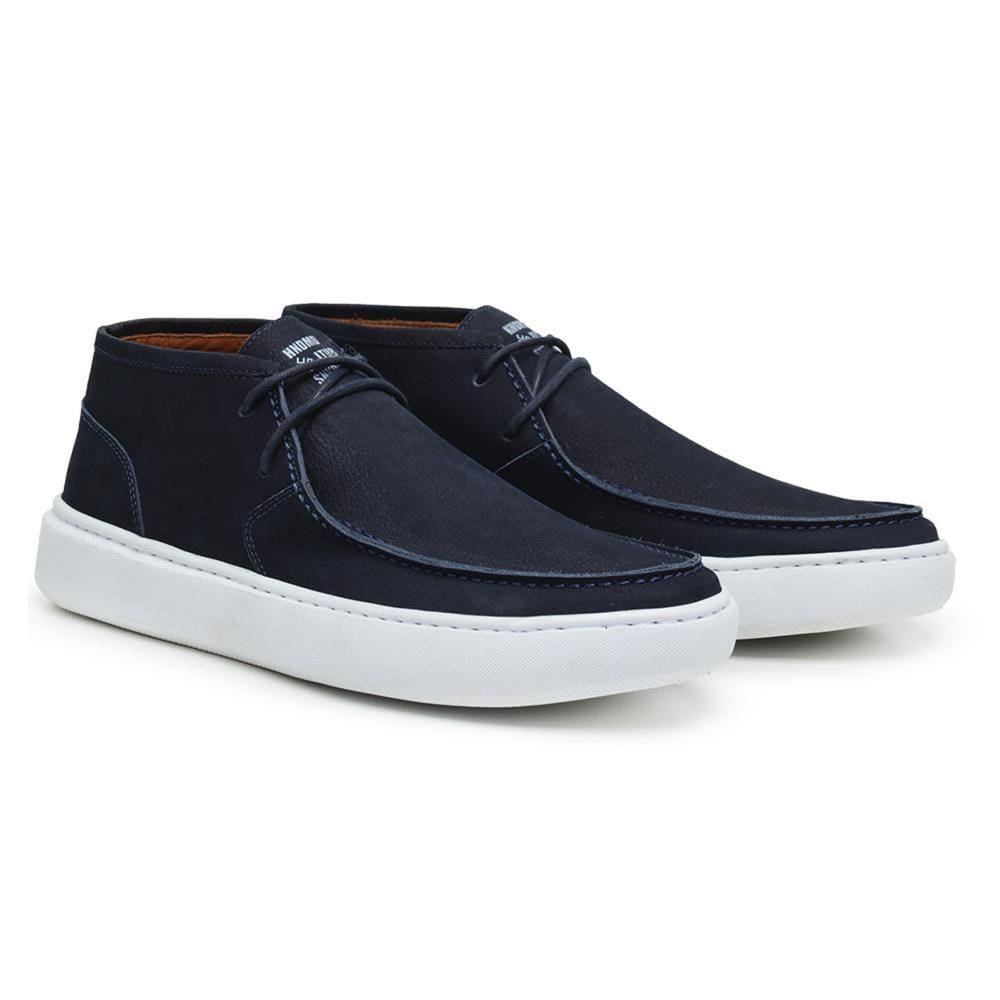 Bota Masculina Couro Cano Baixo Fechamento Elástico Casual
