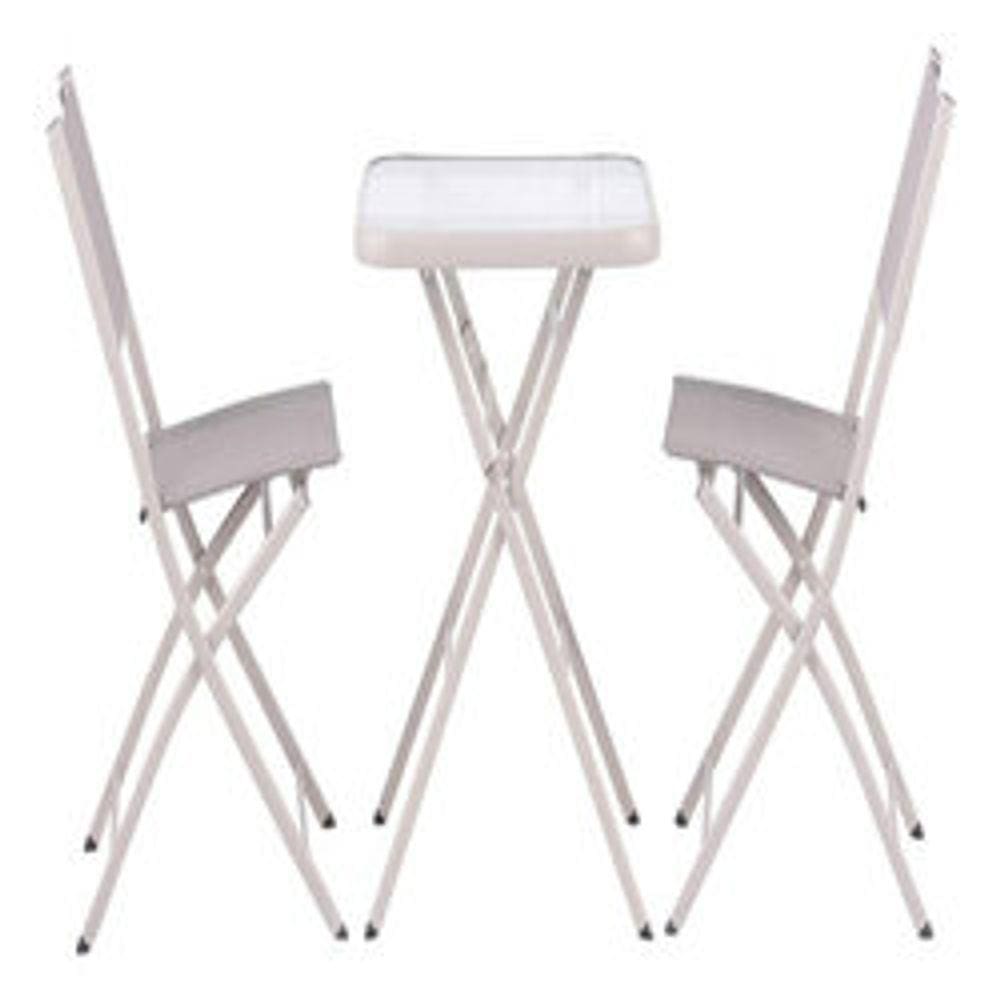 Conjunto De Varanda E Jardim Dobrável Aço Deluxe - 3 Peças