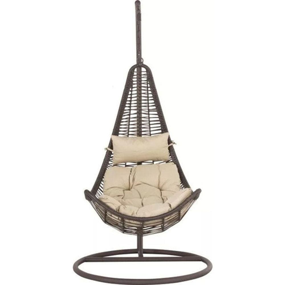 Cadeira Balanço Suspensa E Suporte Aluminio Rattan Até 120kg