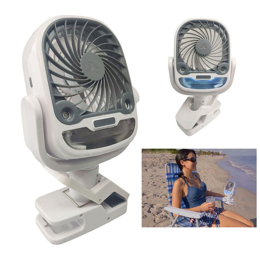 Ventilador de Mesa Umidificador Agua Garra Gancho Recarrevagel USB 3 Velocidades 360 Graus Calor Verao Dia Quente