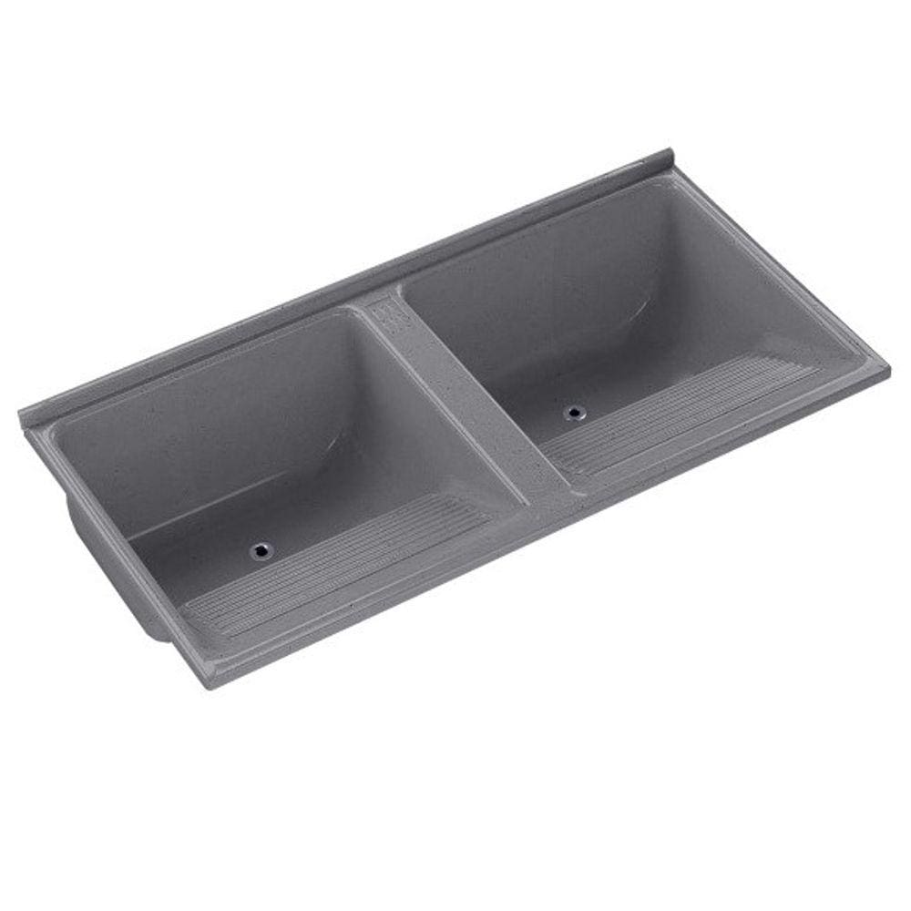 Tanque Duplo Quadrado Marmore Sint Granitado 124X62cm Cinza