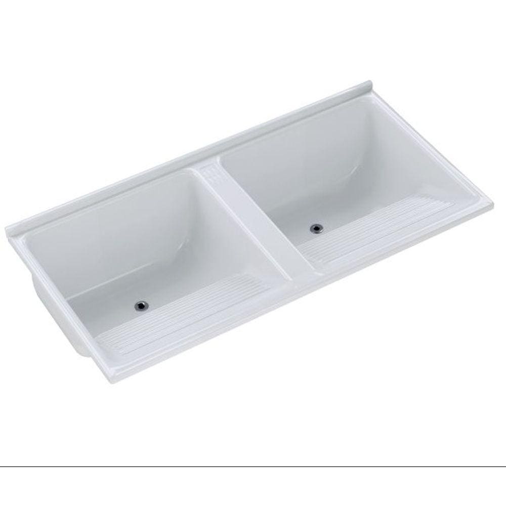 Tanque Duplo Quadrado Marmore Sint Granitado 124X62cm Ge