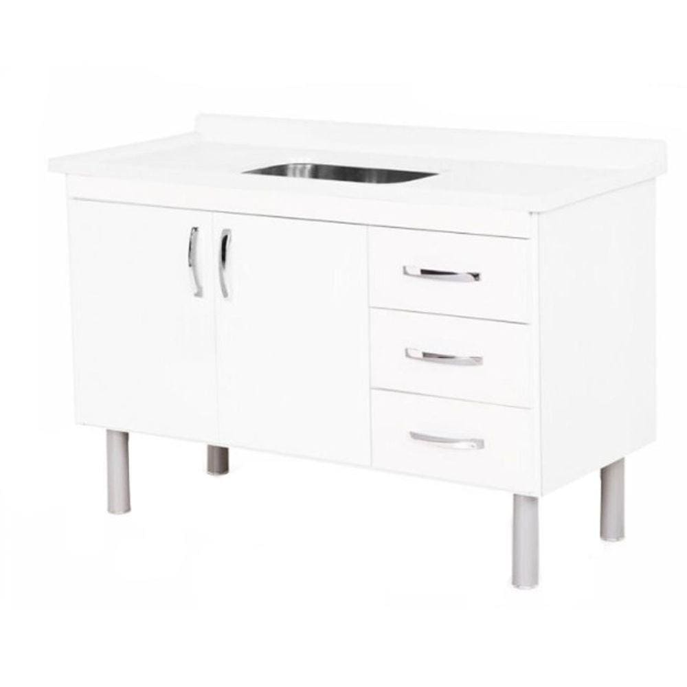 Balcao Pop Cozinha Toquio 120Cm X 55Cm Branco Sem Cuba