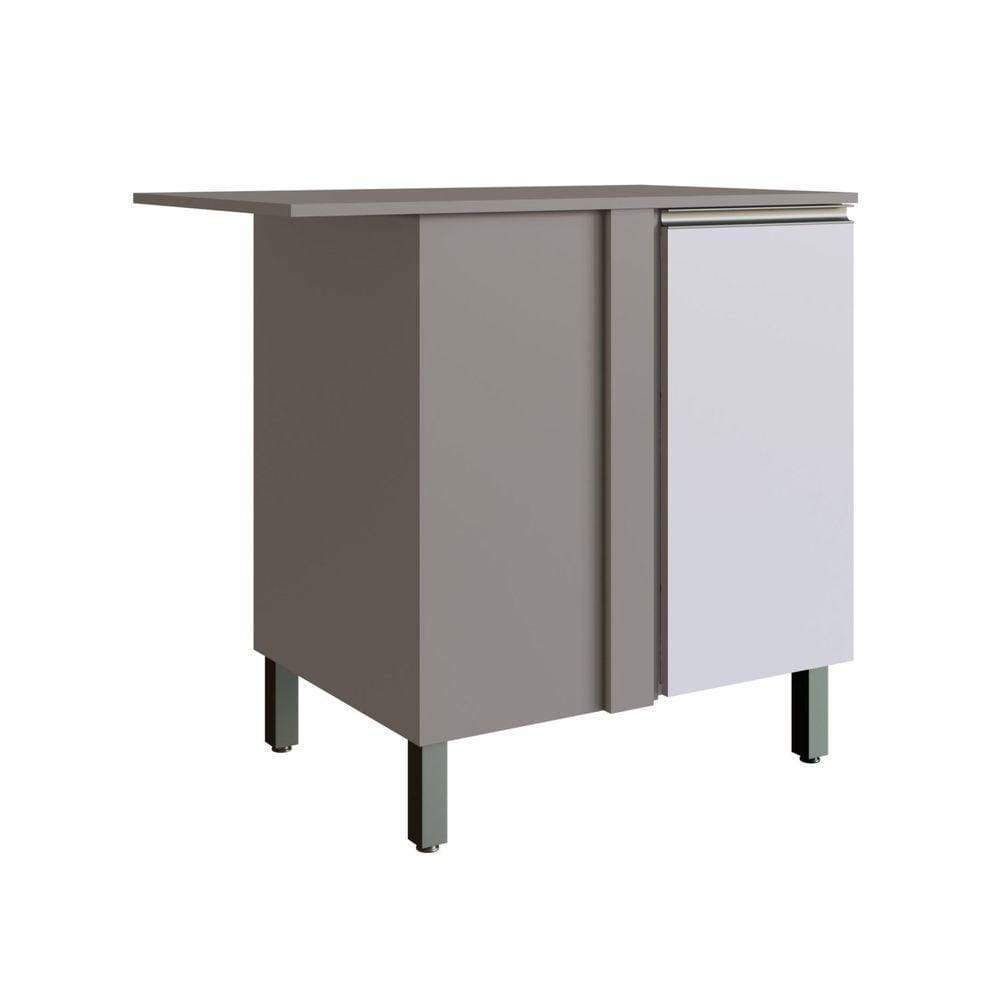 Balcão Canto Reto com Tampo Cozinha Diamante New Fumê/Branco