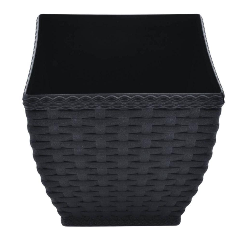 Vaso Cachepô Rattan Quadrado Pequeno (5,4L)Preto INJEPLASTEC