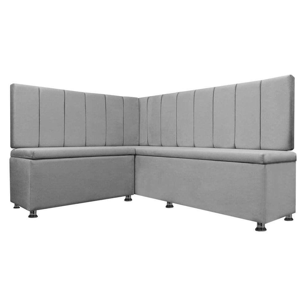 Kit Canto Alemão Liso para Casa Cozinha 1,25x1,60m Veludo Cinza Claro SOFA STORE
