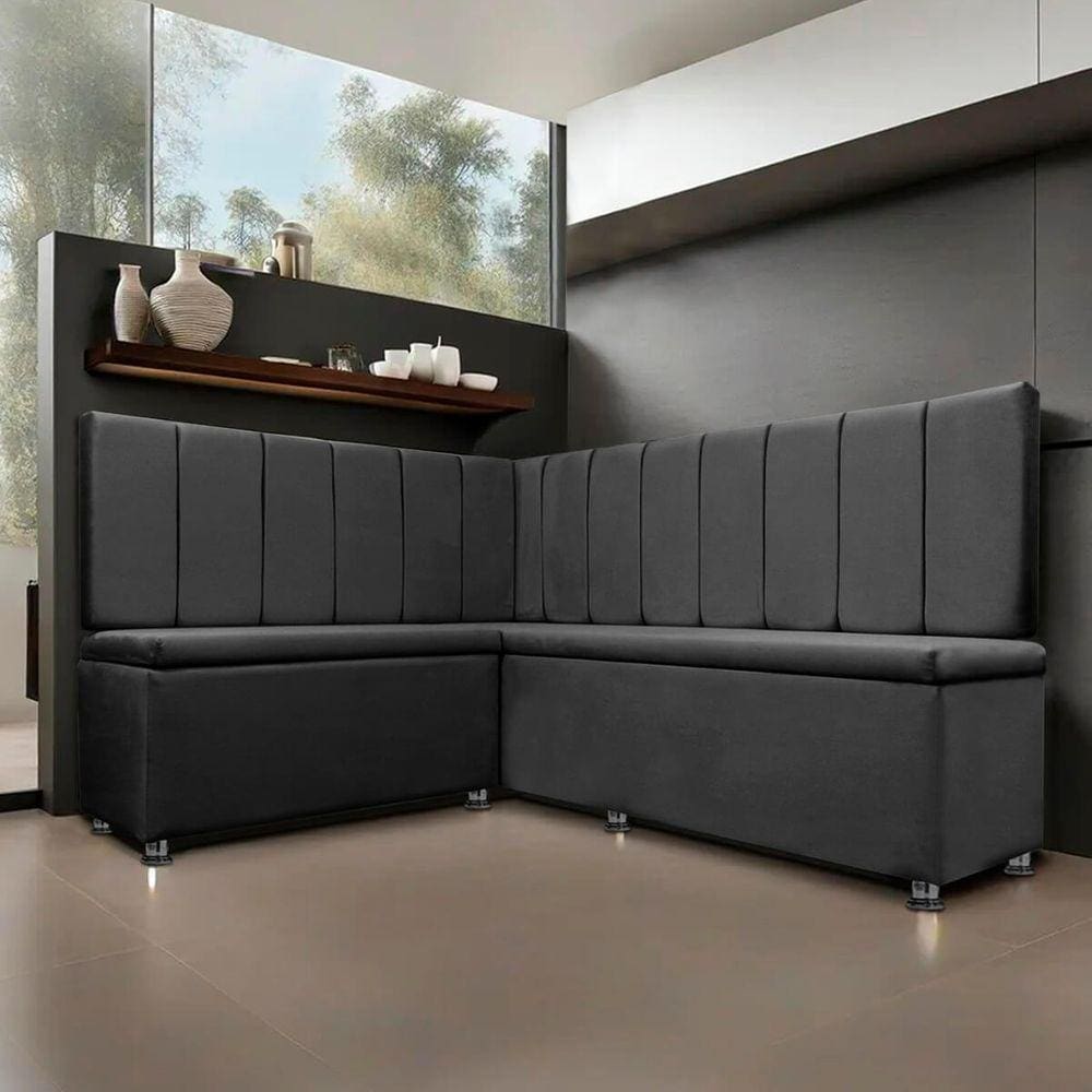 Canto Alemão 4 Lugares para Lanchonete 1,25x1,60m Liso Cinza SOFA STORE