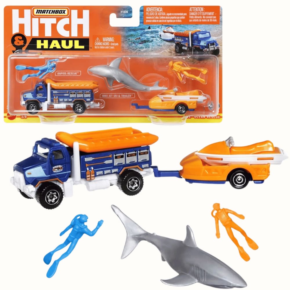 Carrinho Resgate ao Ataque do Tubarão Matchbox Hitch & Haul