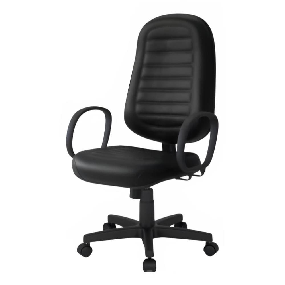 Cadeira Presidente Base Gas Courvim Gomado Preto Braço Corsa Lorenzzo