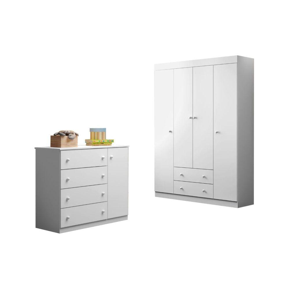 Quarto Infantil Bebê Elisa Cômoda E Guarda Roupa
