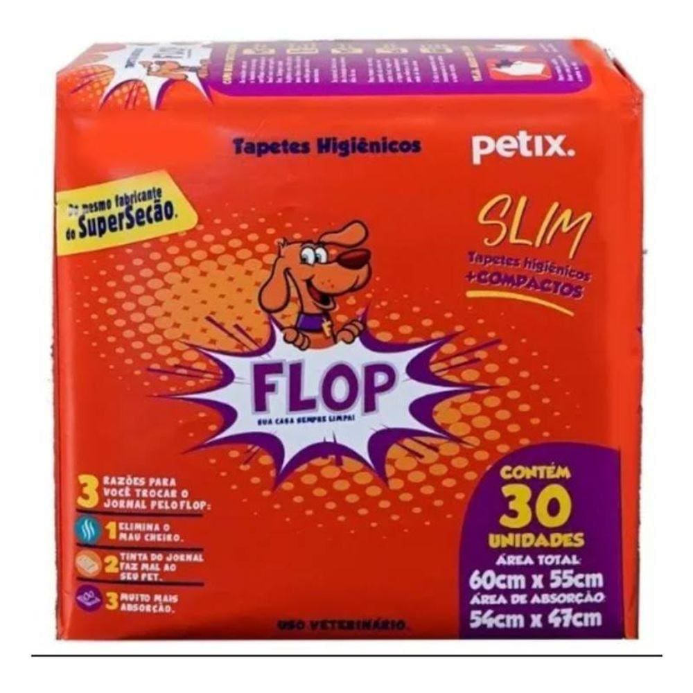Tapete Higiênico Para Cães 30 Uni 60x72 Flop Max Slim Petix