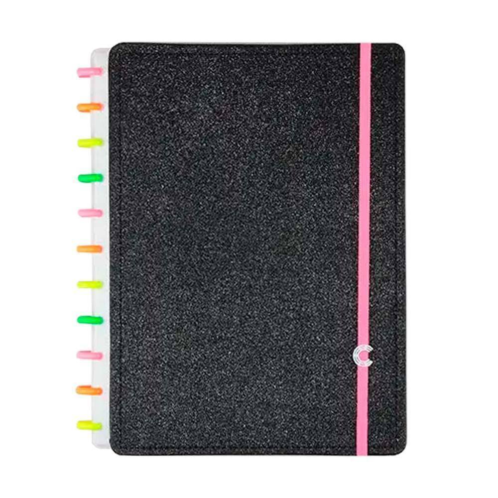 Caderno Inteligente Lets Glitters Neon Black 80Fls - Médio