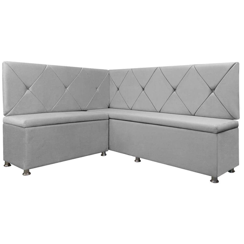 Kit Canto Alemão para Casa Cozinha 1,25x1,60m Veludo Cinza Claro SOFA STORE