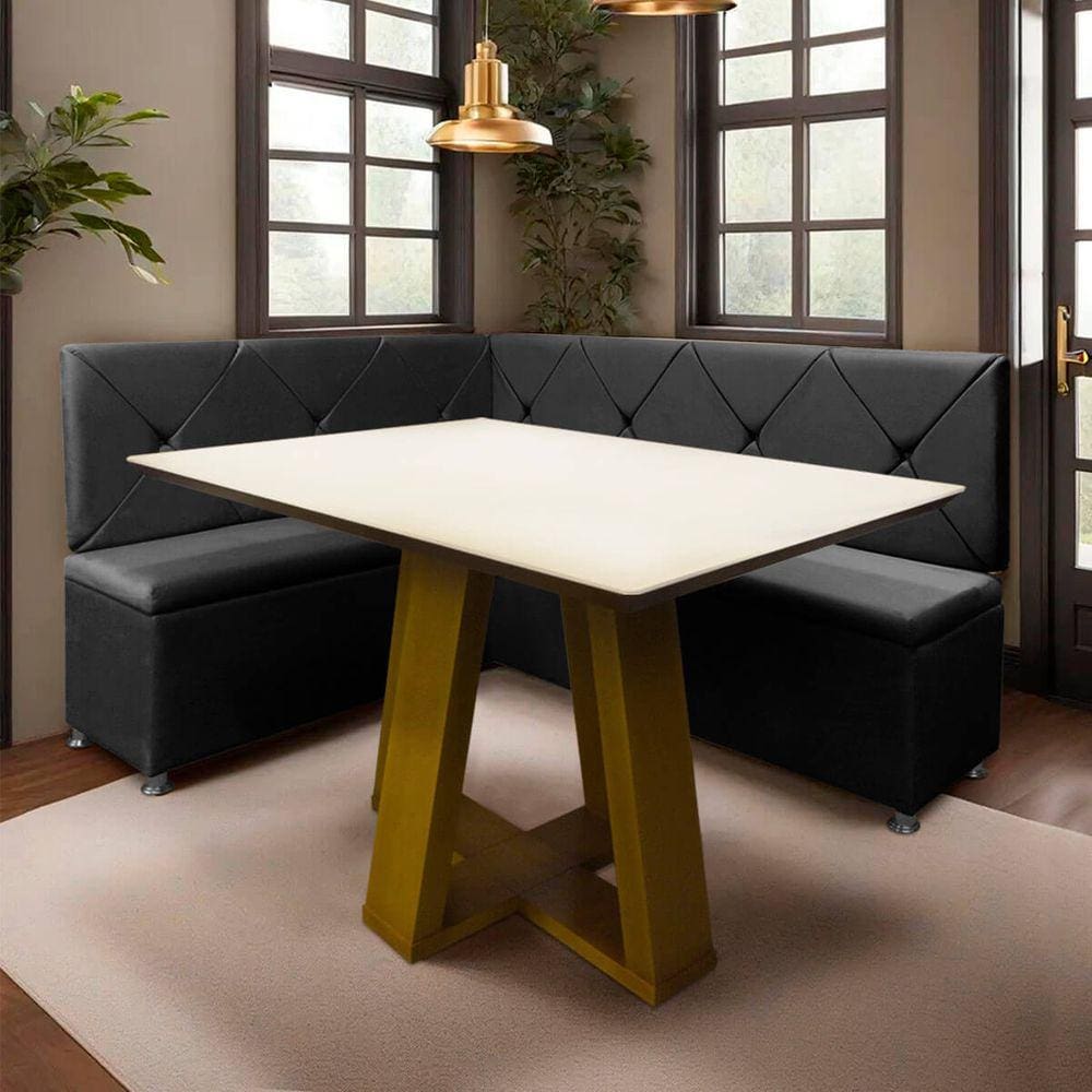 Canto Alemão 4 Lugares para Lanchonete 1,25x1,60m Cinza SOFA STORE