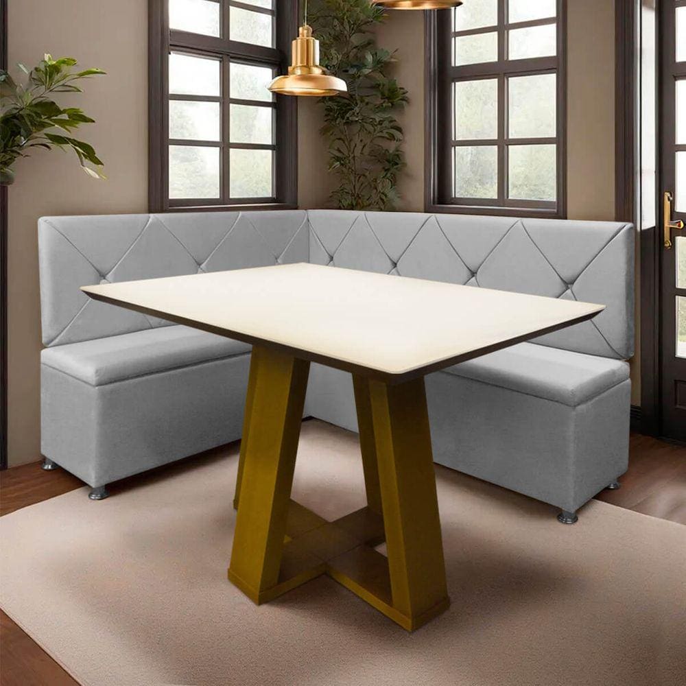 Canto Alemão 4 Lugares para Lanchonete 1,25x1,60m Cinza Claro SOFA STORE