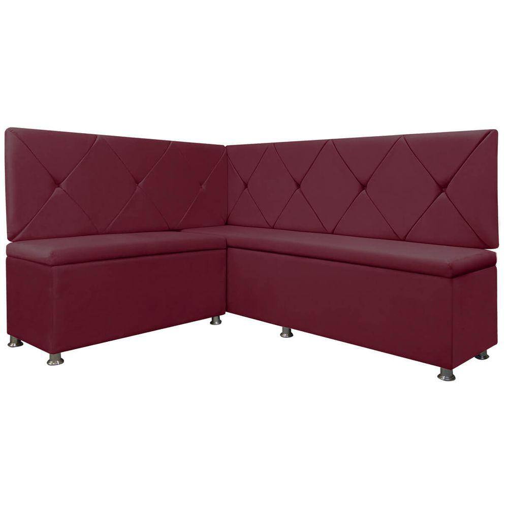Kit Canto Alemão 4 Lugares com Baú Veludo Bordo 1,25x1,60m SOFA STORE