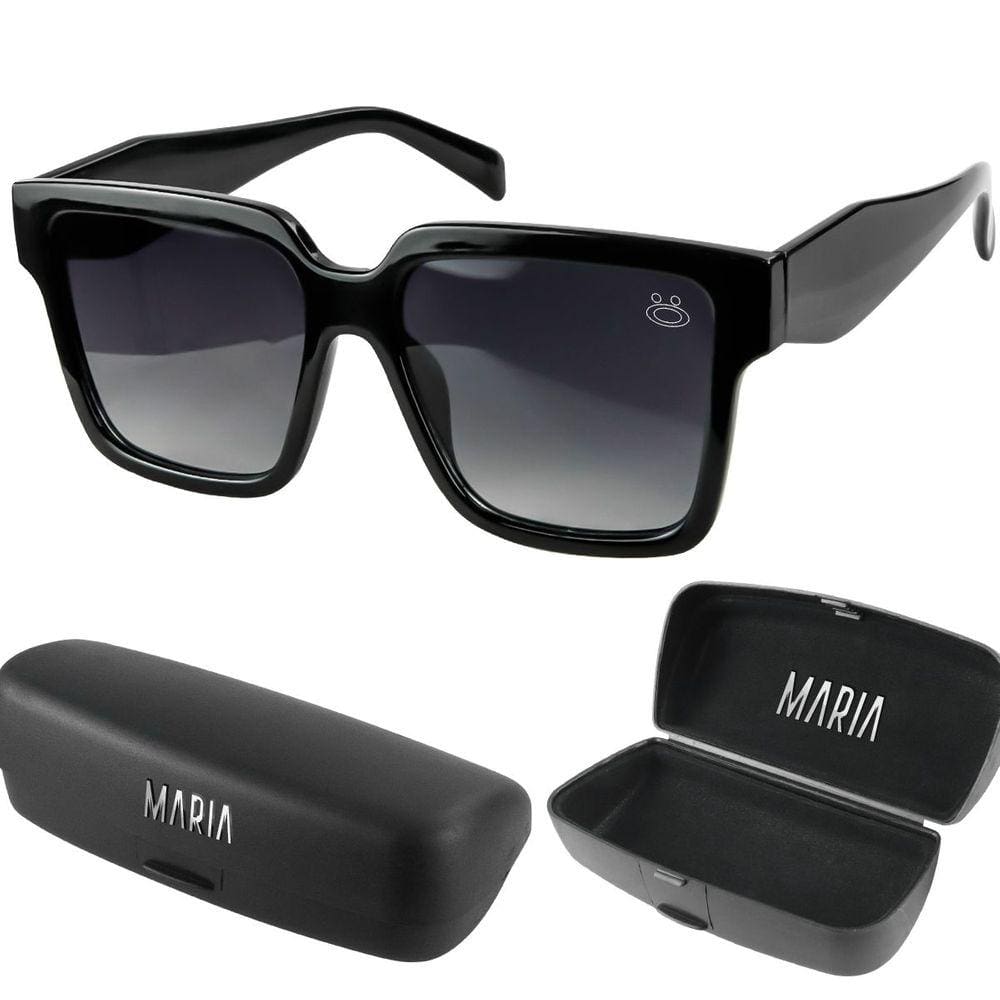 oculos sol case proteção uv social vintage praia qualidade premium delicado acetato preto estiloso