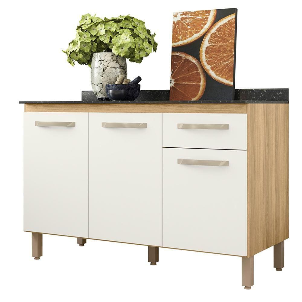 Balcão de Cozinha Fit com 3 Portas e 1 Gaveta
